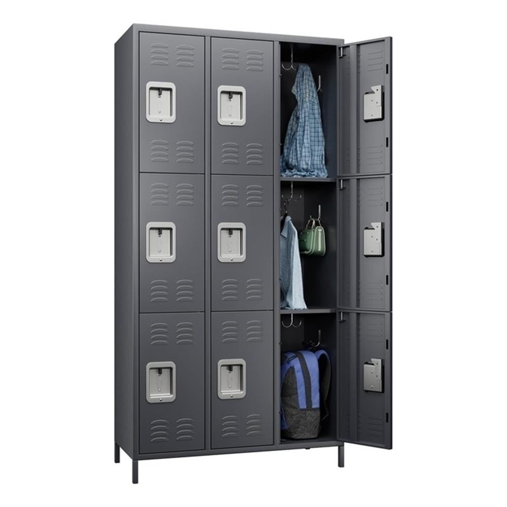 Dark Gray 72" Steel 9-Door Office Storage Locker