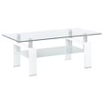 thumbnail image 1 of Pemberly Row Metal Rectangular Glass Top Coffee Table With Shelf White, 1 of 7
