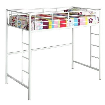 Pemberly Row Metal Twin Loft Bunk Bed in White Finish