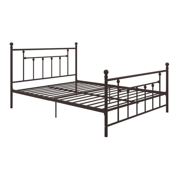 Pemberly Row Metal Victorian Sytle Queen Bed with Footboard in Bronze