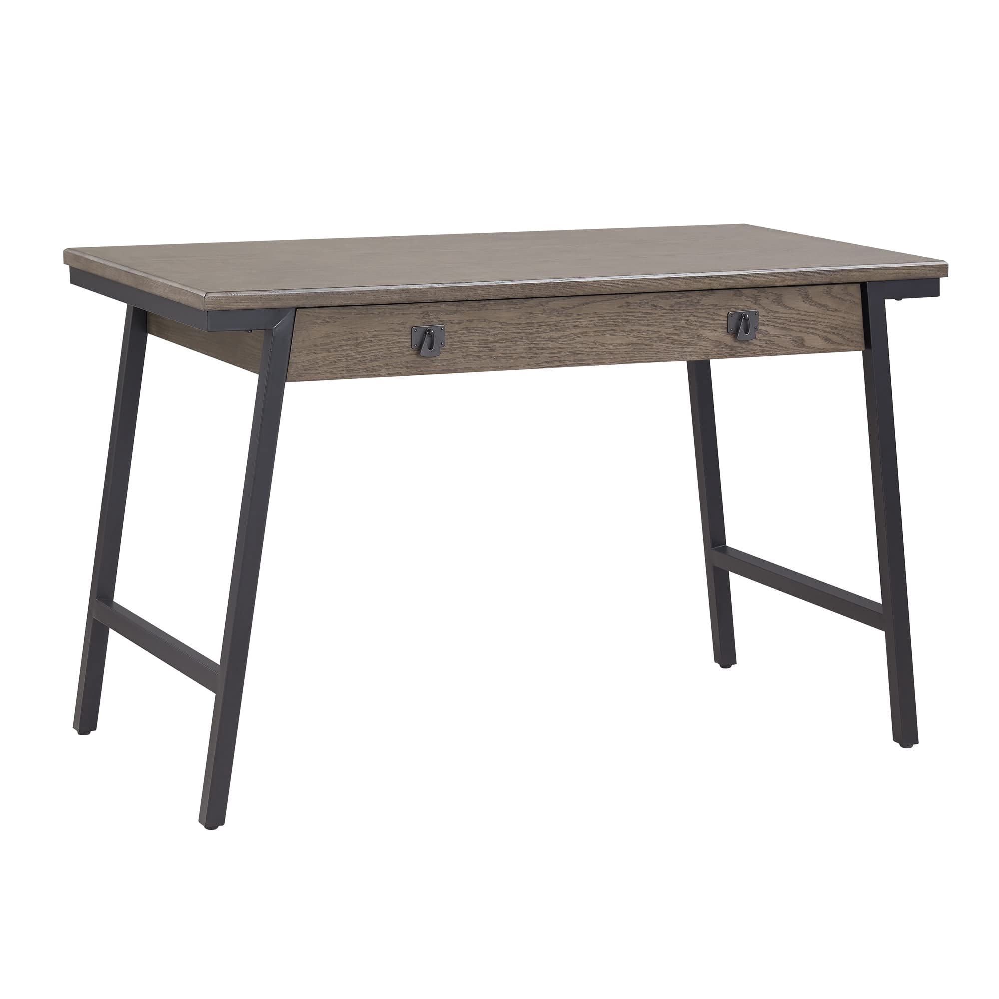 Pemberly Row Metal and Wood Computer Desk in Gray/Matte Black