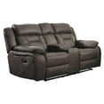 thumbnail image 1 of Pemberly Row Microfiber Double Reclining Love Seat in Dark Brown, 1 of 6