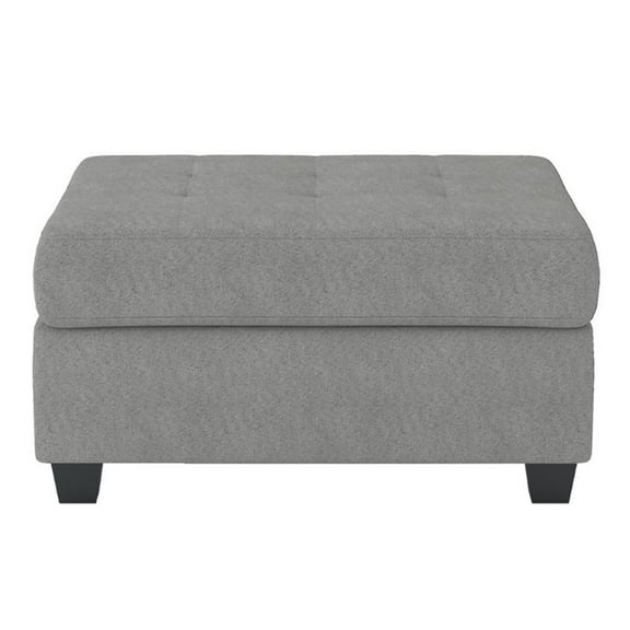 Pemberly Row Microfiber Ottoman with Storage in Gray
