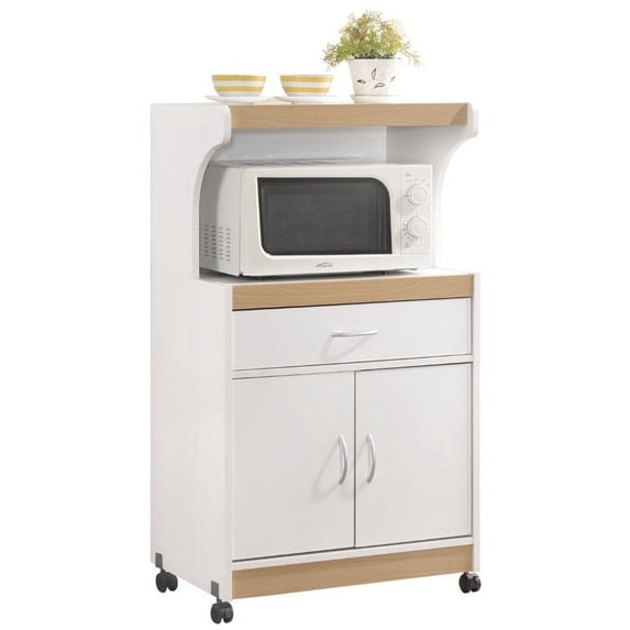 Pemberly Row Microwave Kitchen Cart in White