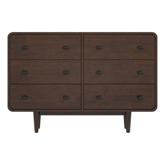 Pemberley Row Solid Wood Brown Double Dresser Rectangular Durable 47"W x 13"D Unassembled