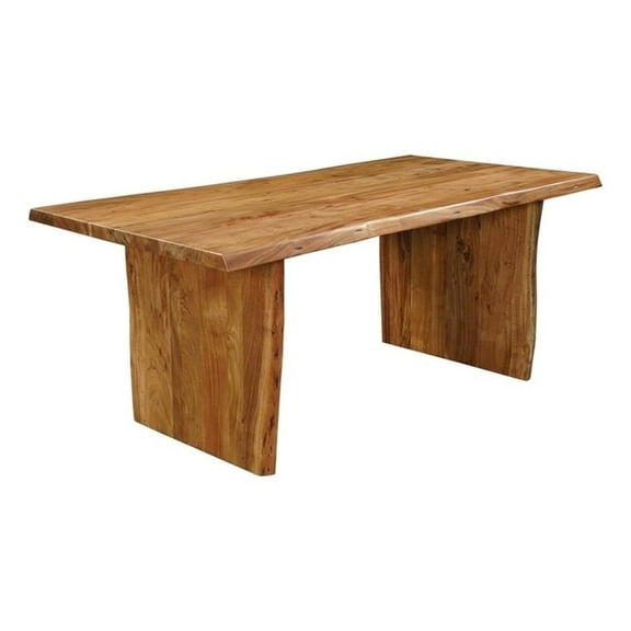 Pemberly Row Mid-Century 72" Live Edge Solid Wood Dining Table in Brown