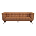 thumbnail image 1 of Pemberly Row Mid-Century Aniline Leather Tufted Back Sofa in Tan, 1 of 7