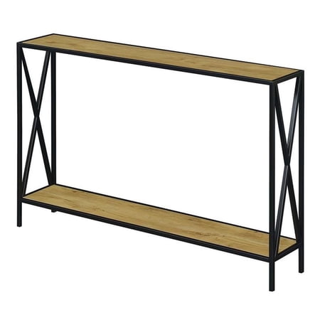 Pemberly Row Mid-Century Console Table in Light Oak Wood Finish