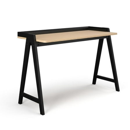 Pemberly Row Mid-Century Contemporary Desk in Natural and Black