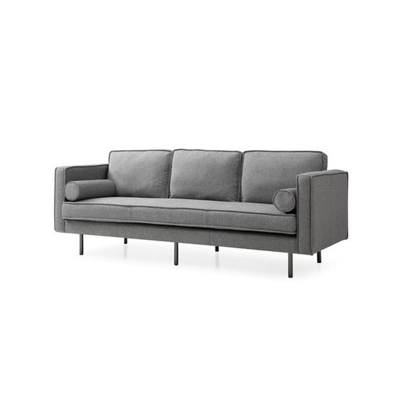 Pemberly Row Mid-Century Contemporary Fabric Sofa in Gray Finish