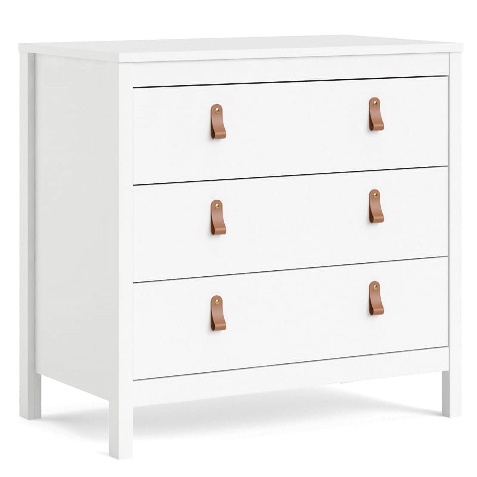 Pemberly Row Mid-Century Engineered Wood 3 Drawer Chest in White ...