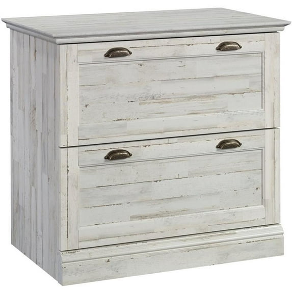 Pemberly Row Mid-Century Engineered Wood Lateral File Cabinet in White Plank