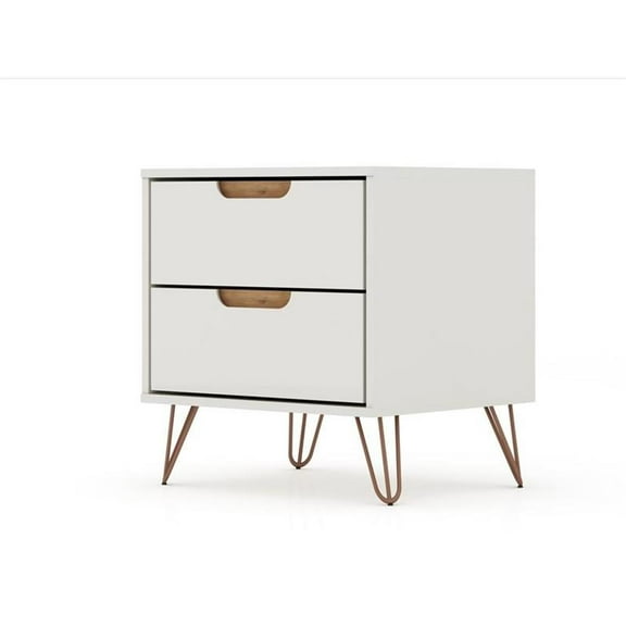 Pemberly Row Mid-Century Engineered Wood Nightstand in Off White/Natural
