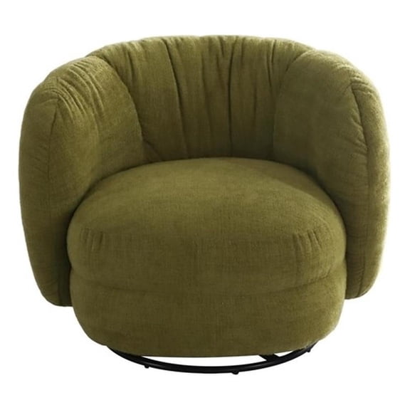 Pemberly Row Mid-Century Fabric Upholstered Swivel Arm Chair in Green
