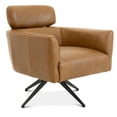 thumbnail image 1 of Pemberly Row Mid-Century Genuine Leather Tight Back Swivel Chair in Tan, 1 of 8