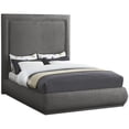 thumbnail image 1 of Pemberly Row Mid-Century Gray Linen Textured Fabric King Bed, 1 of 7