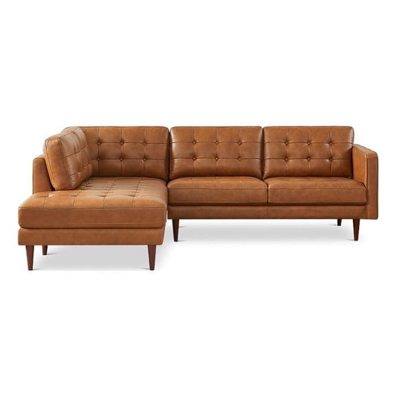 Pemberley Row Leather Tan Sectional Sofa L-Shaped Left-Facing Unassembled