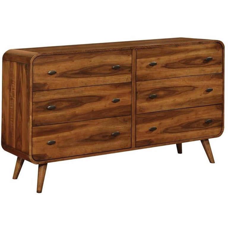double dresser mid century modern Roswell Mid Century Modern Sable Black Oak Double Dresser | Wood/Metal
