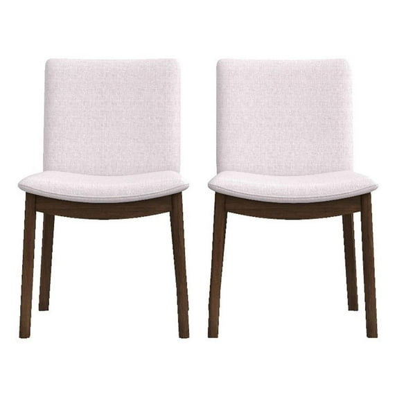 Pemberly Row Mid-Century Modern Cream Fabric Dining Chair (Set of 2)