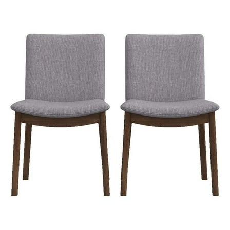 Pemberly Row Mid Century Modern Fabric Dining Chair in Light Grey (Set of 2)