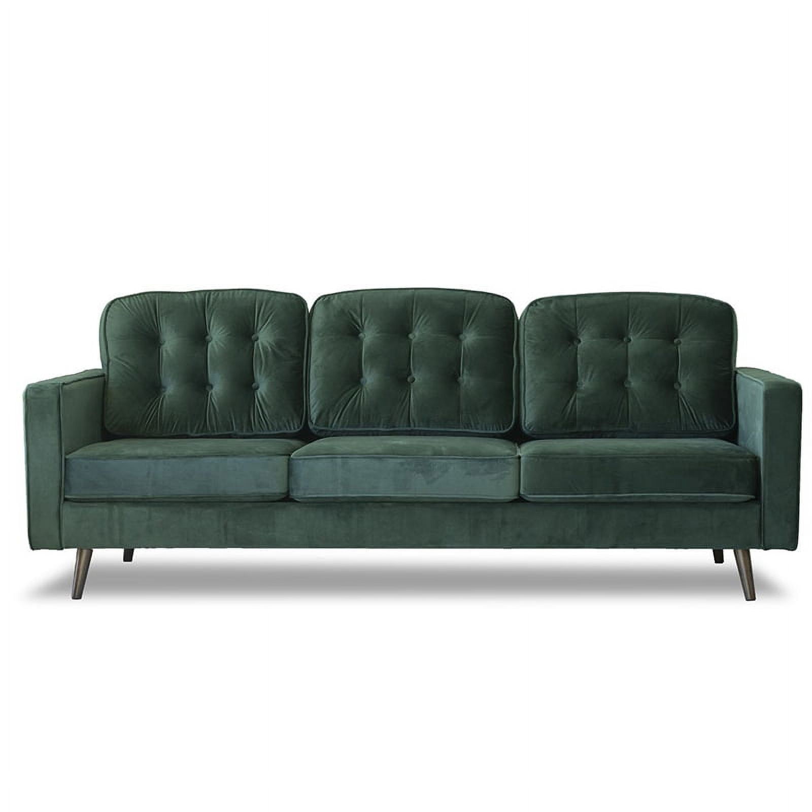 Pemberly Row Mid Century Modern Green Velvet Sofa