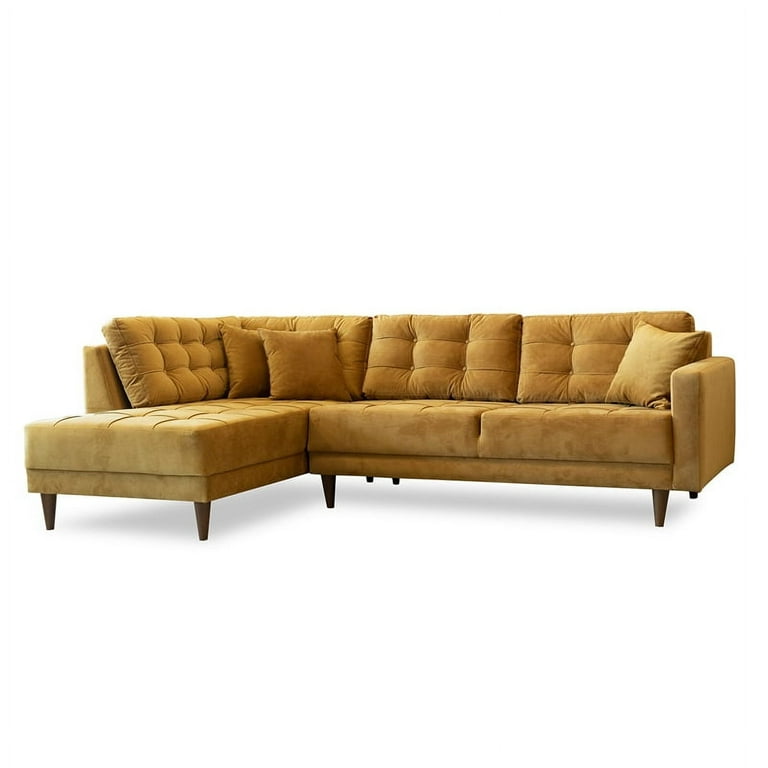 Pemberly Row Mid Century Modern Microfiber Left Facing Sectional