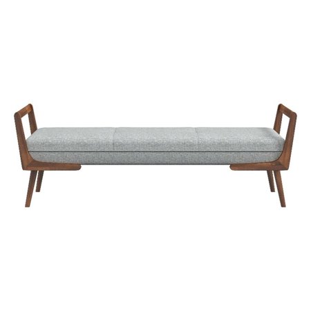 Pemberly Row Mid Century Modern Rectangular Fabric Upholstered Bench in Gray