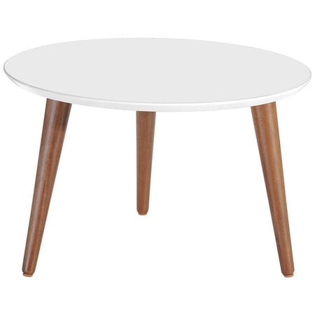 Pemberly Row Mid-Century Modern Solid Wood 24" Round Coffee Table in White Gloss