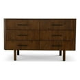 thumbnail image 1 of Pemberly Row Mid Century Modern Solid Wood Walnut Dresser with 6 Drawers, 1 of 6