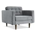 thumbnail image 1 of Pemberly Row Mid-Century Pillow Back Velvet Upholstered Armchair in Gray, 1 of 5