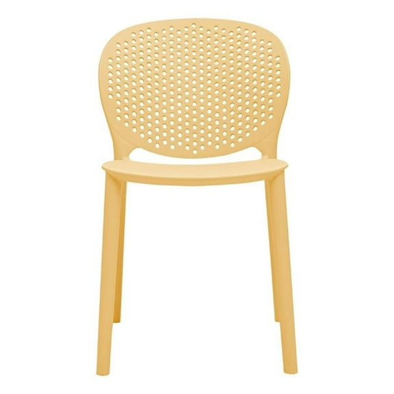 Pemberly Row Mid-Century Plastic Kids Side Chair Yellow Set of 4