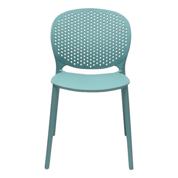 Pemberly Row Mid-Century Plastic Side Chair in Blue (Set of 4)