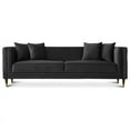 thumbnail image 1 of Pemberly Row Mid-Century Rectangular Pillow Back Velvet Sofa in Gray, 1 of 6