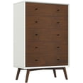 thumbnail image 1 of Pemberly Row Mid-Century Rectangular Wood 5-Drawer Dresser in White, 1 of 7