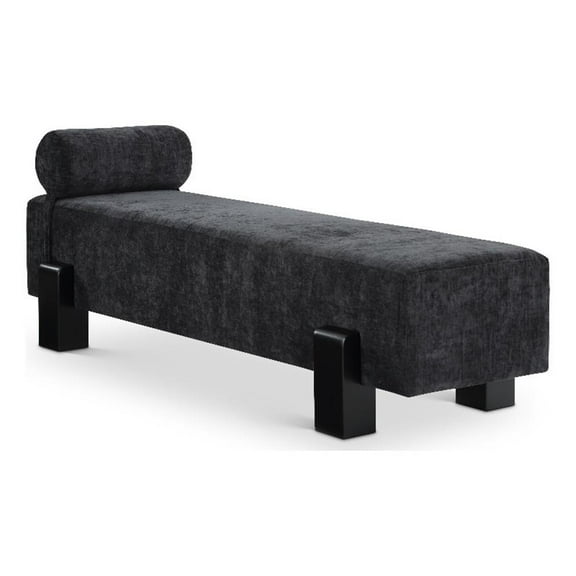 Pemberly Row Mid-Century Soft Black Chenille Fabric Bench - 72"W x 23.5"D x 26"H