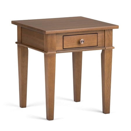 Pemberly Row Mid-Century Solid Wood 18 " Square End Side Table in Saddle Brown