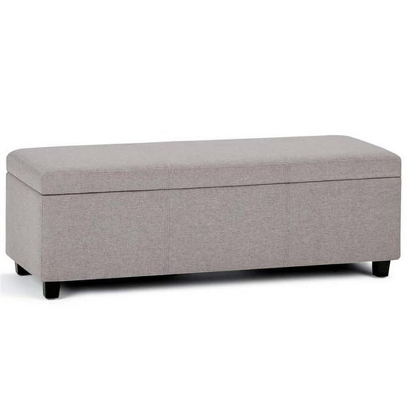 Pemberly Row Mid-Century Solid Wood Storage Bench in Cloud Gray