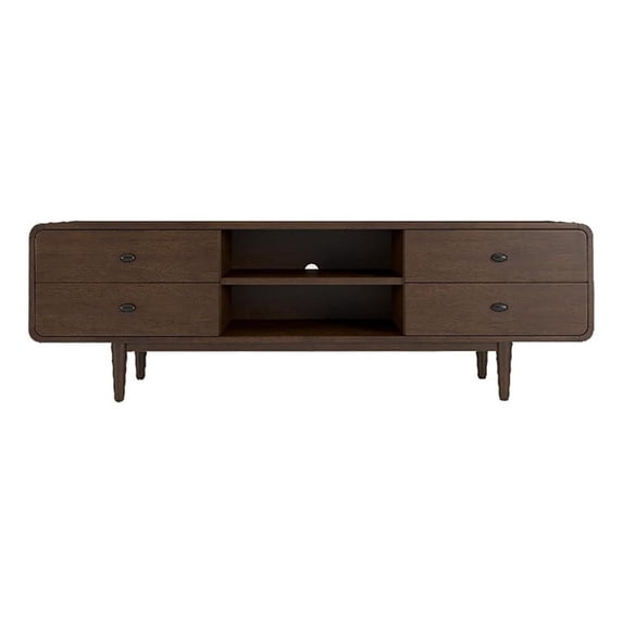 Pemberly Row Mid-Century Solid Wood TV Stand for TVs up to 65" in Brown