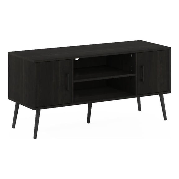 Pemberly Row Mid-Century TV Stand with Wood Legs infor TV Size Espresso