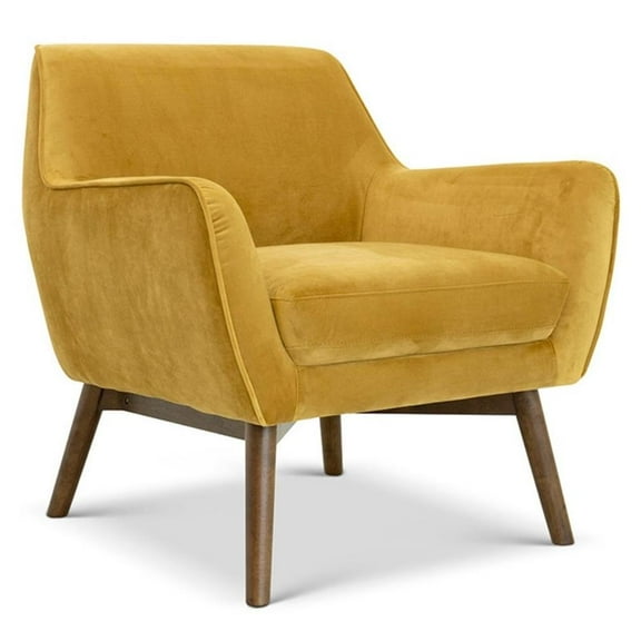 Pemberly Row Mid-Century Tight Back Velvet Upholstered Armchair in gold