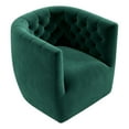 thumbnail image 1 of Pemberly Row Mid-Century Tufted Back Velvet Swivel Chair in Green, 1 of 6