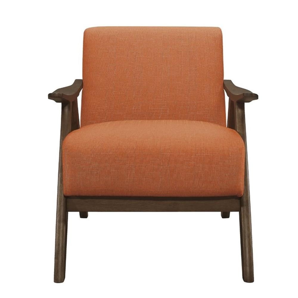 Pemberly Row Mid-Century Upholstered Fabric Accent Chair in Orange ...