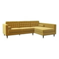 thumbnail image 1 of Pemberly Row Mid-Century Velvet Pillow Back Right-Facing Sectional in Gold, 1 of 7