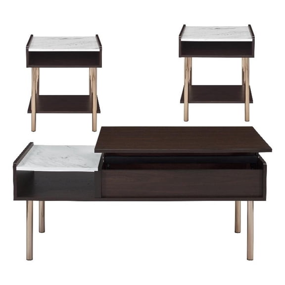 Pemberly Row Mid-Century Walnut Finished Wood 3-piece Occasional Set