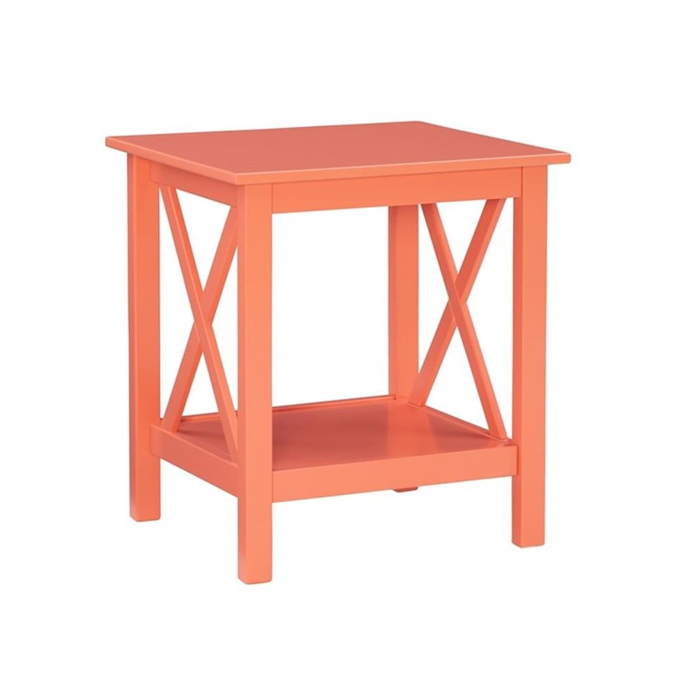 Davis Coral Painted Pine Coastal Square End Table