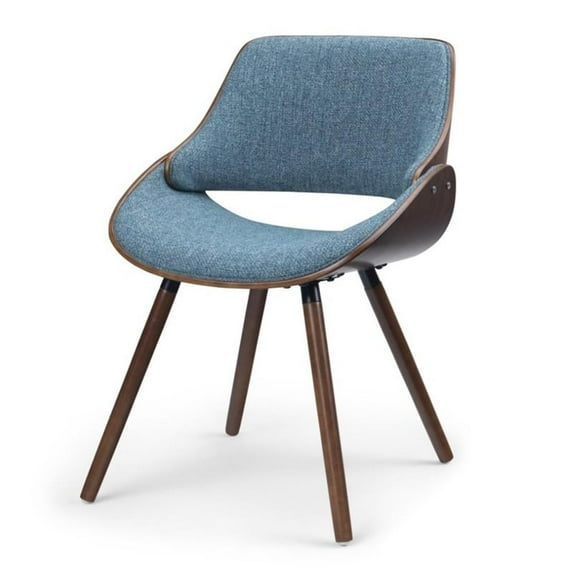 Pemberly Row Mid-Century Woven Fabric Dining Chair in Denim Blue