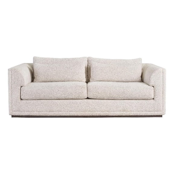 Pemberly Row Minimalist Wide Sofa with Spring Down Cushions in Ivory