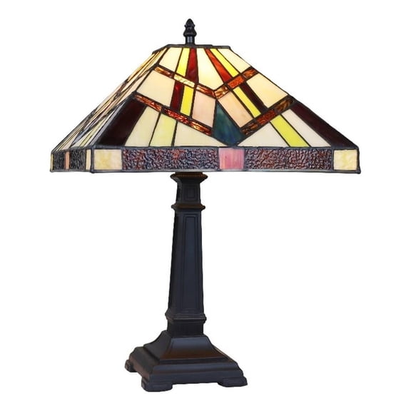 Pemberly Row Mission 1-Light Glass Table Lamp in Multi-Color