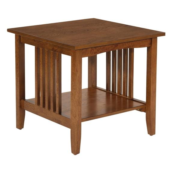 Pemberly Row Mission End Table In Ash Brown Finish Engineered Wood