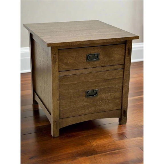 Pemberly Row Mission Quarter Sawn Oak File Cabinet in Walnut